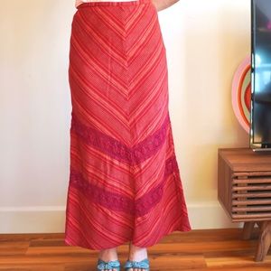 VTG Boho Hippie Gypsy crochet trim long skirt